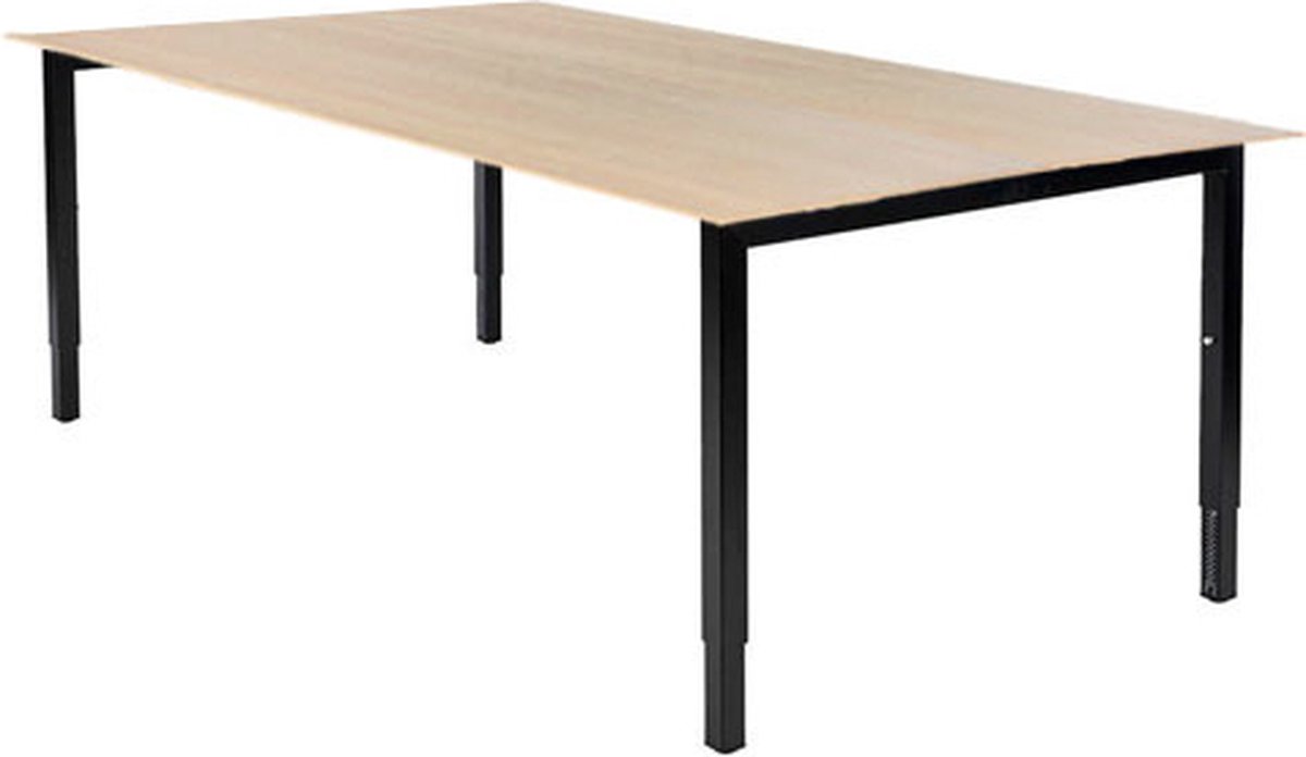 Fyra - Zit bureau - Slinger - 65-89 cm - 160x80 - Eiken Whitewash - Zwart frame