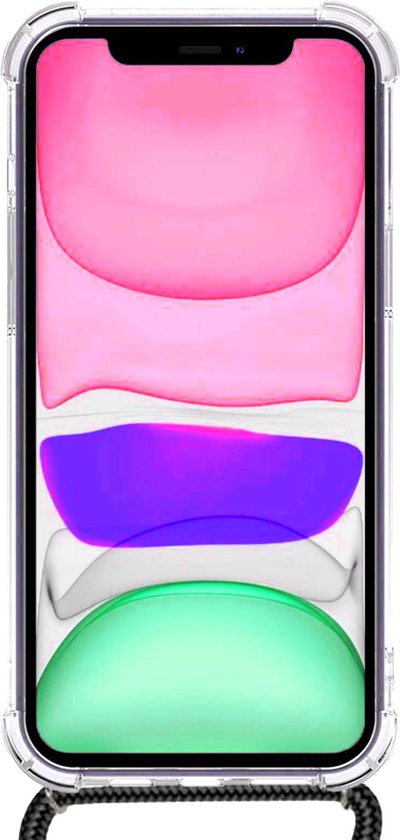 Transparante hoes voor iPhone 11 met kleurrijk scherm.