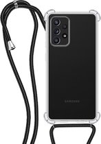 Hoes Geschikt voor Samsung A53 Hoesje Transparant Met Telefoonkoord Cover Shock Proof Case Koord Hoes.