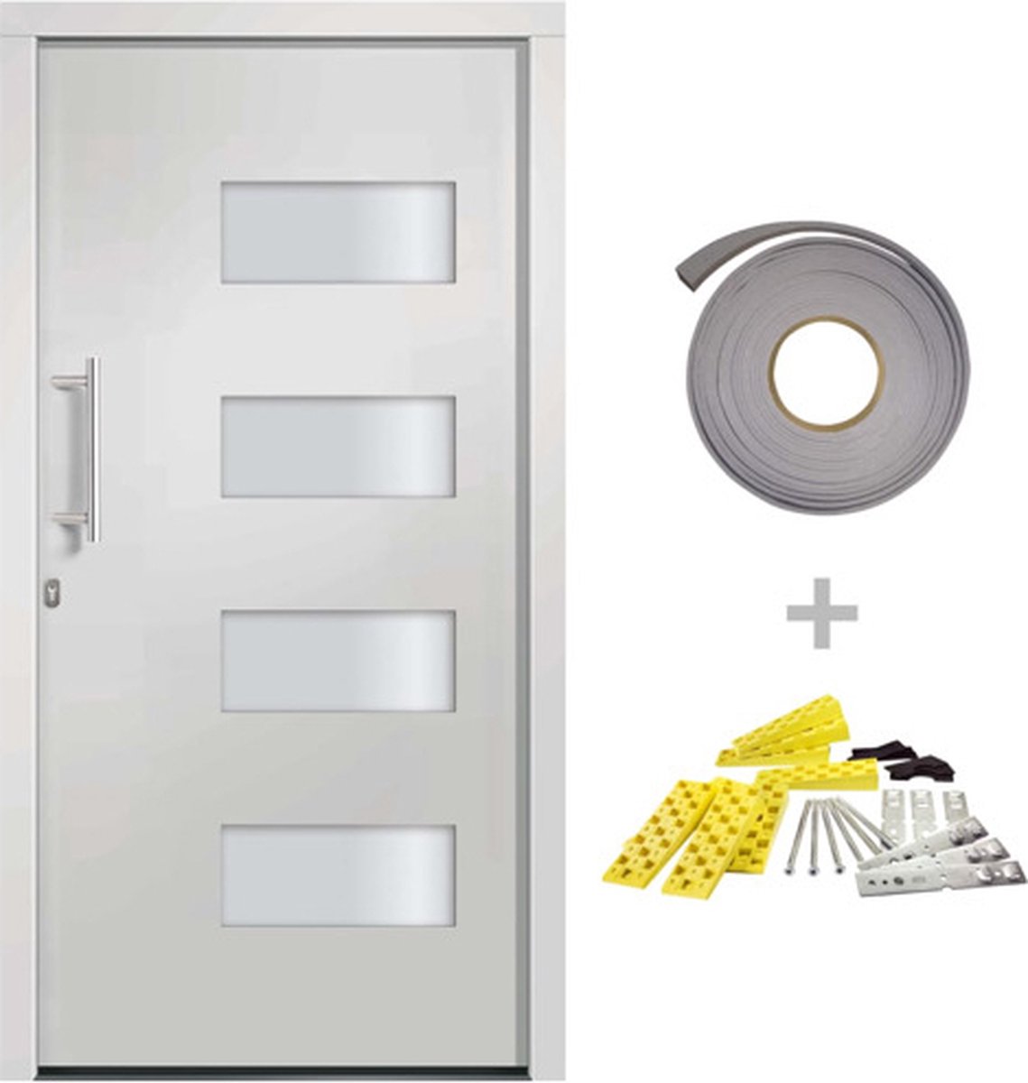 vidaXL - Voordeur - 100x210 - cm - aluminium - en - PVC - wit