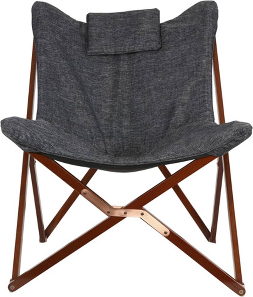 Lesli Living Chaise papillon - 73x85x95 cm - Gris et brun