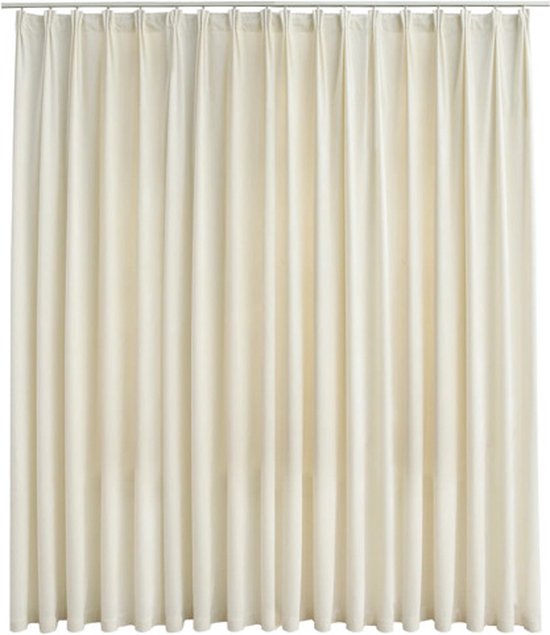 vidaXL - Gordijn - verduisterend - met - haken - 290x245 - cm - fluweel - crème