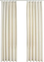 vidaXL - Gordijnen - verduisterend - 2 - st - met - haken - 140x175 - cm - fluweel - crème