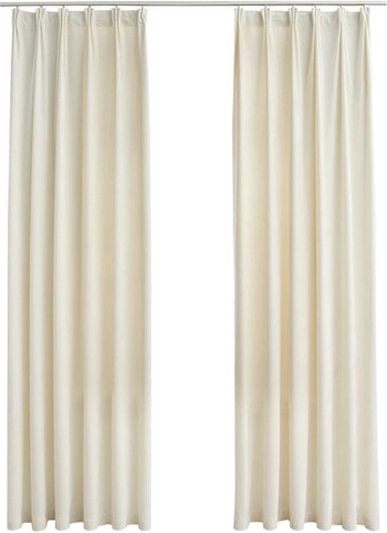 vidaXL Gordijnen verduisterend met haken 2 st 140x245 cm zwart