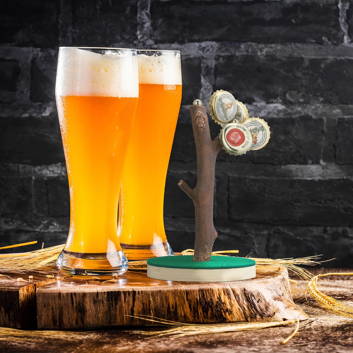 Arbre à Houblon Magnétique Winkee - Support Capsules De Bière En Bois, Aimants Puissants, Cadeau Amateur Bière