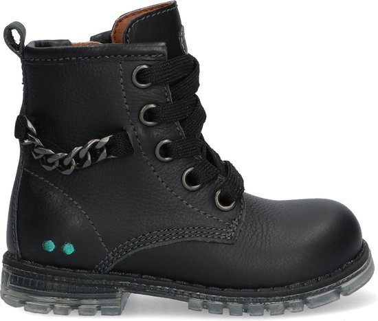 BunniesJR Thijs Trots Meisjes Biker Boots - Zwart - Leer - Veters