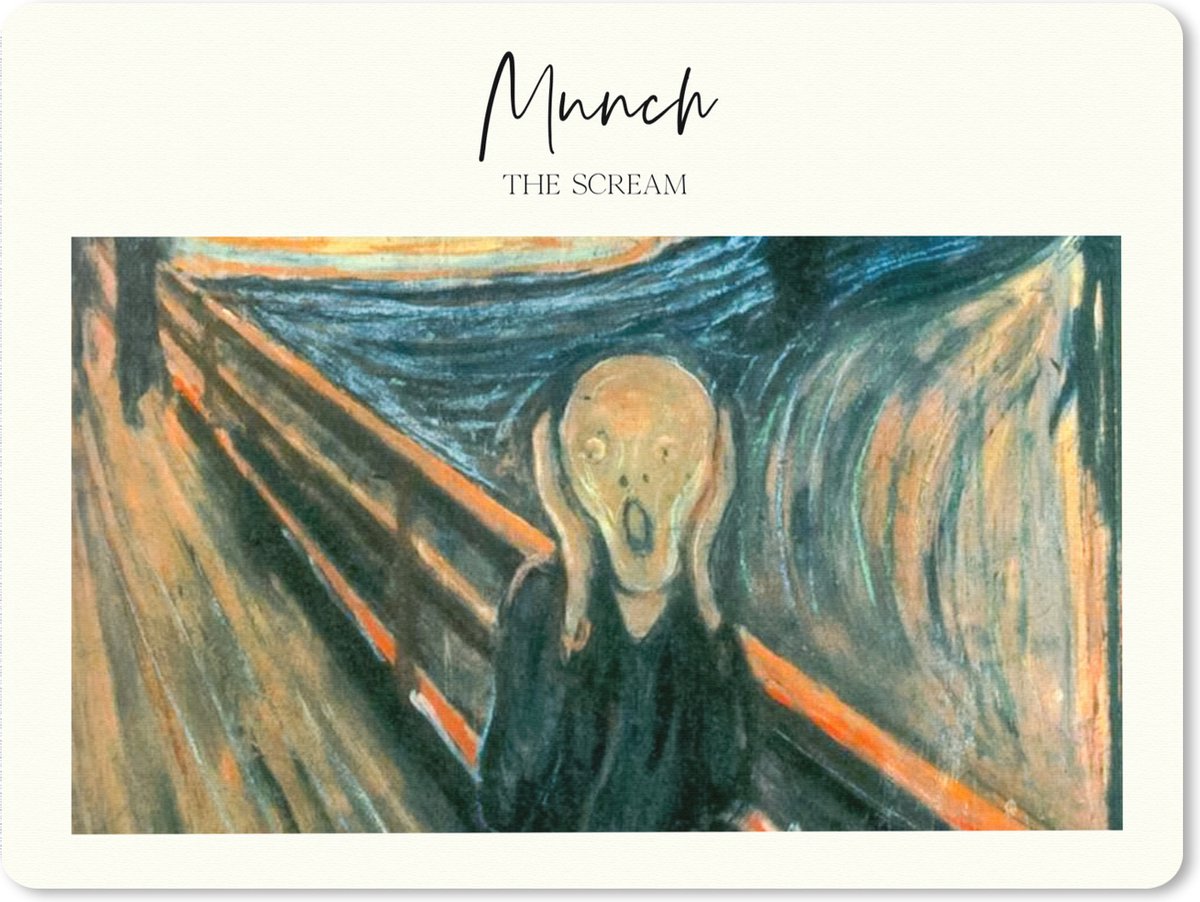 Muismat XXL 80x60 cm - Bureau onderlegger - Bureau mat Kunst - Munch - De schreeuw - Bureaumat - Gaming mousepad xl - Bureaulegger groot - Computer deskmat