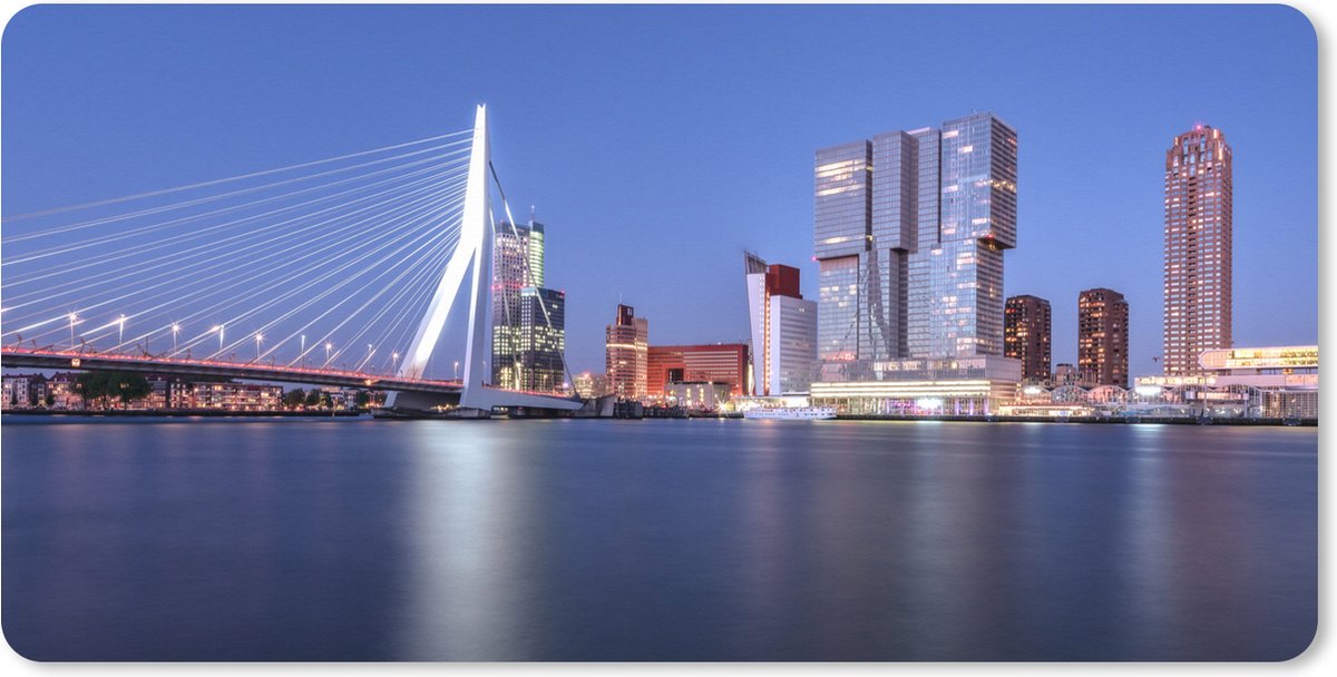 Muismat XXL 90x45 cm - Bureau onderlegger - Bureau mat Erasmus - Brug - Rotterdam - Water - Bureaumat - Gaming mousepad xl - Bureaulegger groot - Computer deskmat