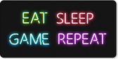 xxl muismat - Neon - Tekst - Eat sleep game repeat - Gamen - Game muismat - 90x45 cm - Mousepad gaming - Muismat groot - Schoolspullen tieners