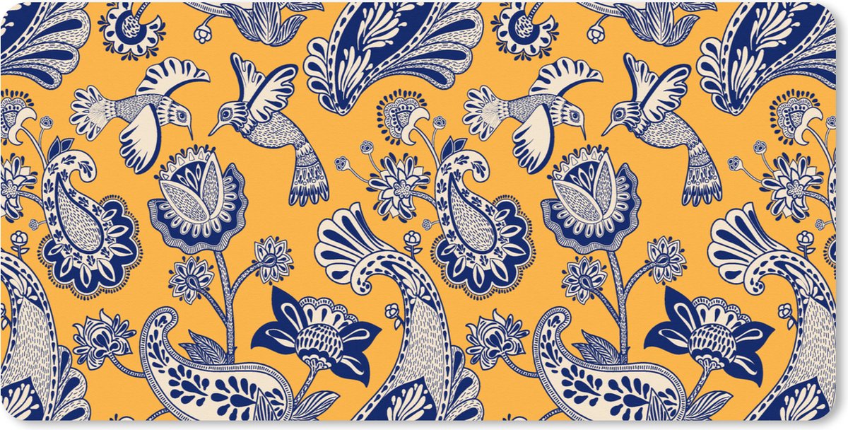 Muismat XXL 90x45 cm - Bureau onderlegger - Bureau mat Jungle - Design - Vogel - Kolibrie - Bureaumat - Gaming mousepad xl - Bureaulegger groot - Computer deskmat