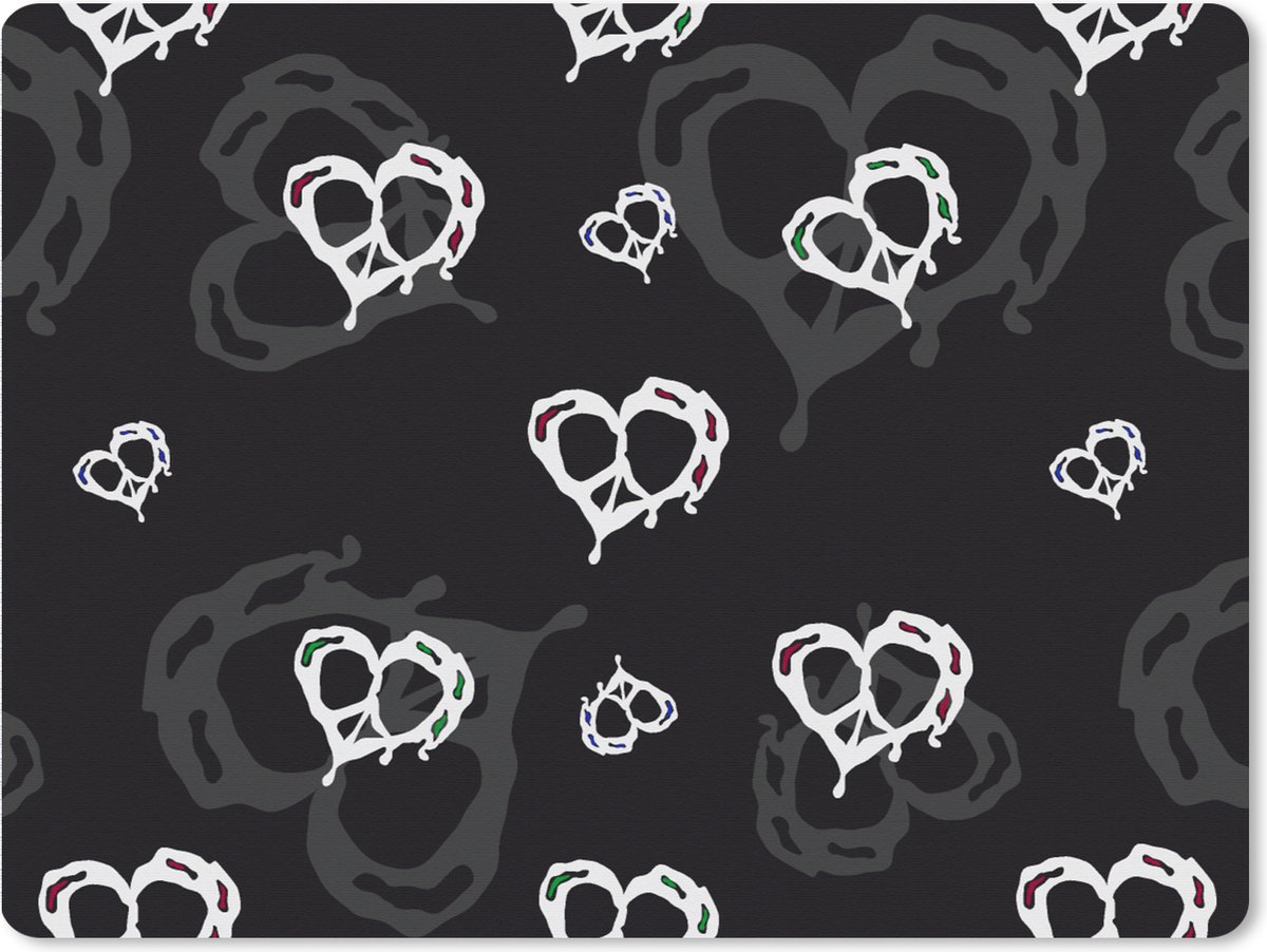 Muismat XXL 80x60 cm - Bureau onderlegger - Bureau mat Patronen - Hart - Schedel - Bureaumat - Gaming mousepad xl - Bureaulegger groot - Computer deskmat
