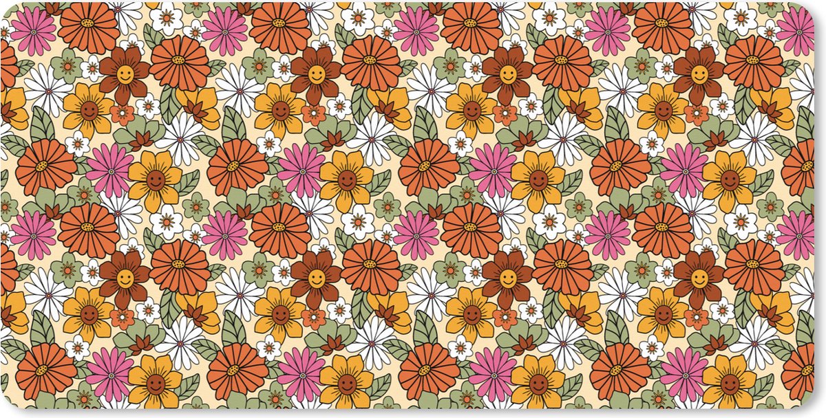 Muismat XXL 120x60 cm - Bureau onderlegger - Bureau mat Vintage - Bloemen - Patronen - Bureaumat - Gaming mousepad xl - Bureaulegger groot - Computer deskmat