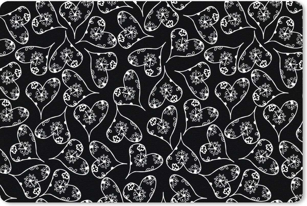 Muismat XXL 90x60 cm - Bureau onderlegger - Bureau mat Meisjes - Hart - Bloemen - Patronen - Girl - Kids - Kinderen - Kindje - Bureaumat - Gaming mousepad xl - Bureaulegger groot - Computer deskmat