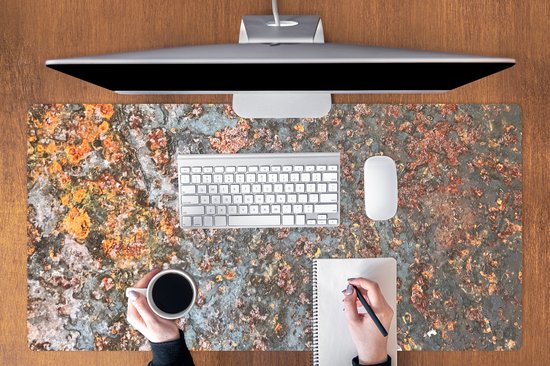 Tapis de souris XXL - Sous-main - Tapis de bureau - Rouille - Métal - Vintage - Grijs - Abstrait - 120x60 cm - Tapis de souris XXL