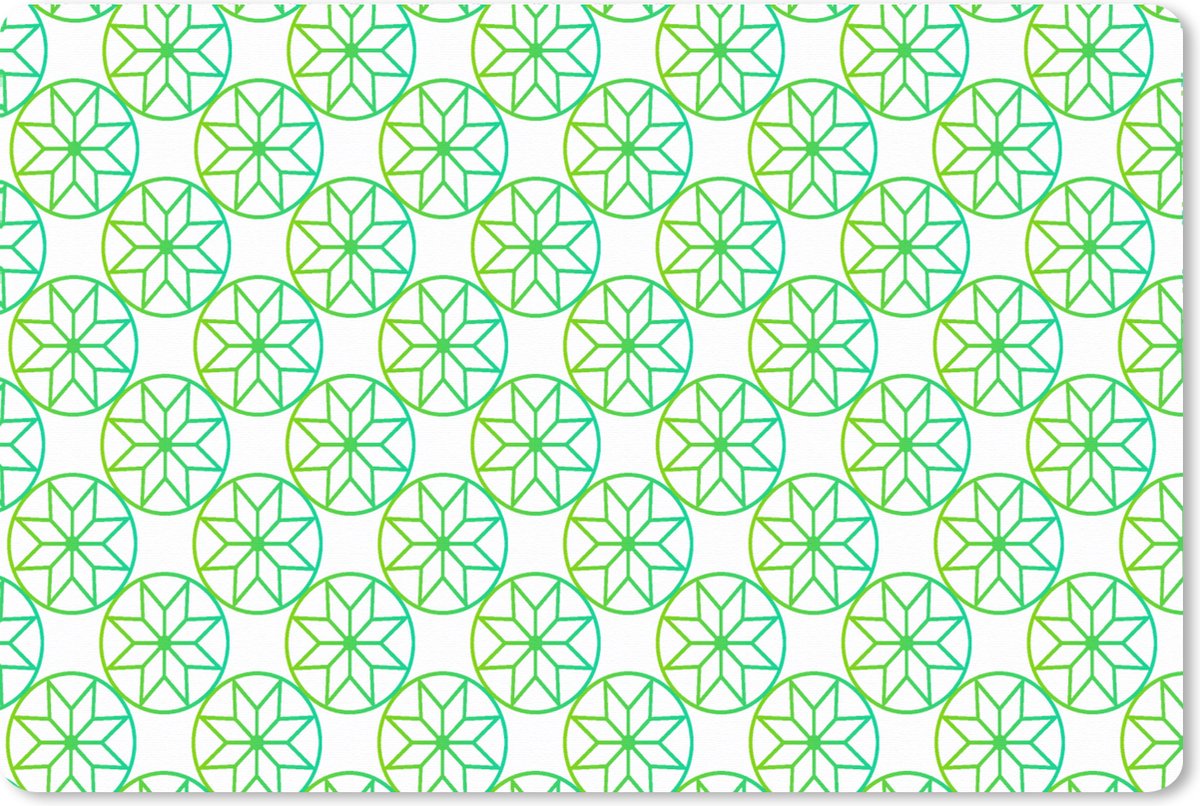 Muismat XXL 120x80 cm - Bureau onderlegger - Bureau mat Groen - Sterren - Patronen - Cirkel - Bureaumat - Gaming mousepad xl - Bureaulegger groot - Computer deskmat