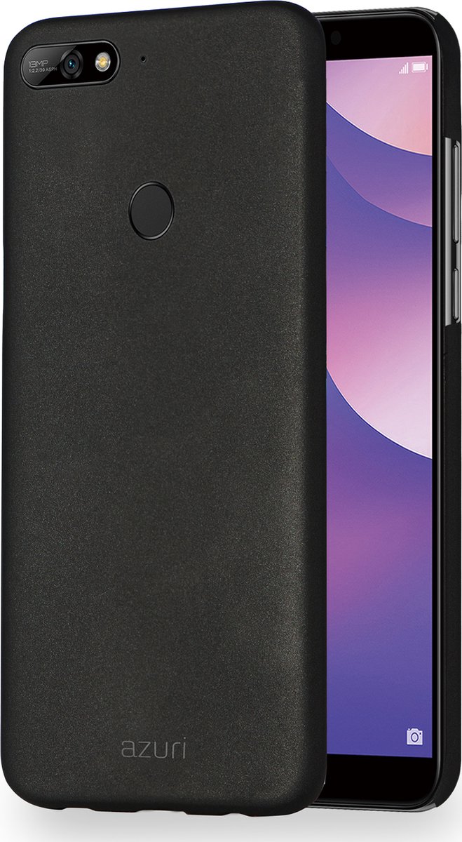 Azuri metallic cover met soft touch coating - zwart - Huawei Y7 (2018)