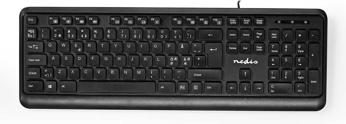 Nedis Bedraad Toetsenbord | USB-A | Multimedia | QWERTY | Scandinavisch | Numeriek toetsenbord