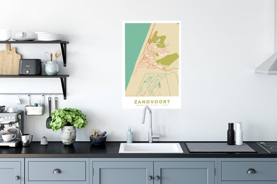 Poster Map - Zandvoort - Carte - Plan de la ville - 60x90 cm