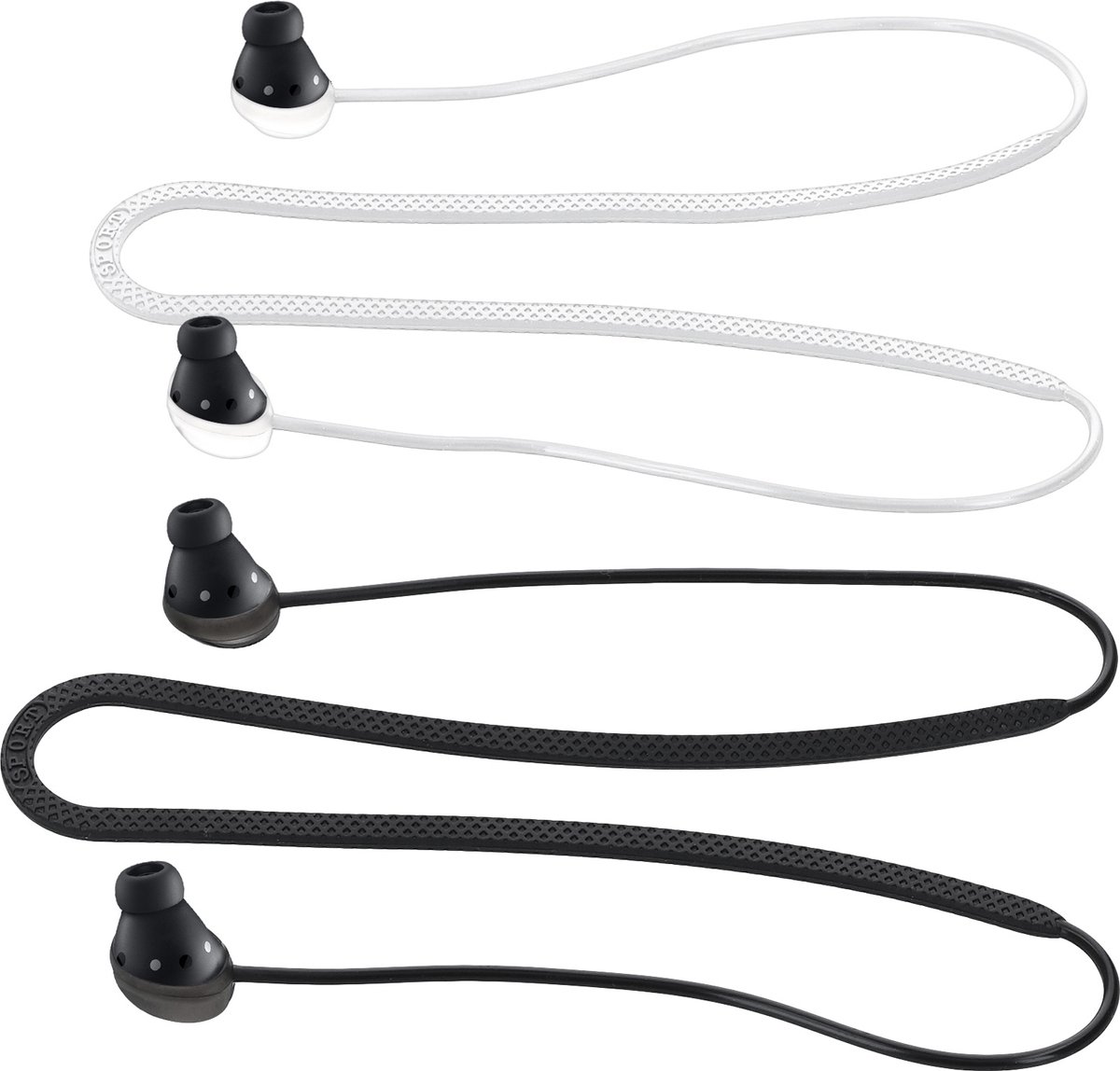 kwmobile 2x oordopjes koord - Compatibel met Samsung Galaxy Buds Pro - Voor draadloze oordoppen tegen verlies - In zwart / wit