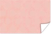 Motif Luxe d'hexagones brillants et roses sur fond rose 90x60 cm