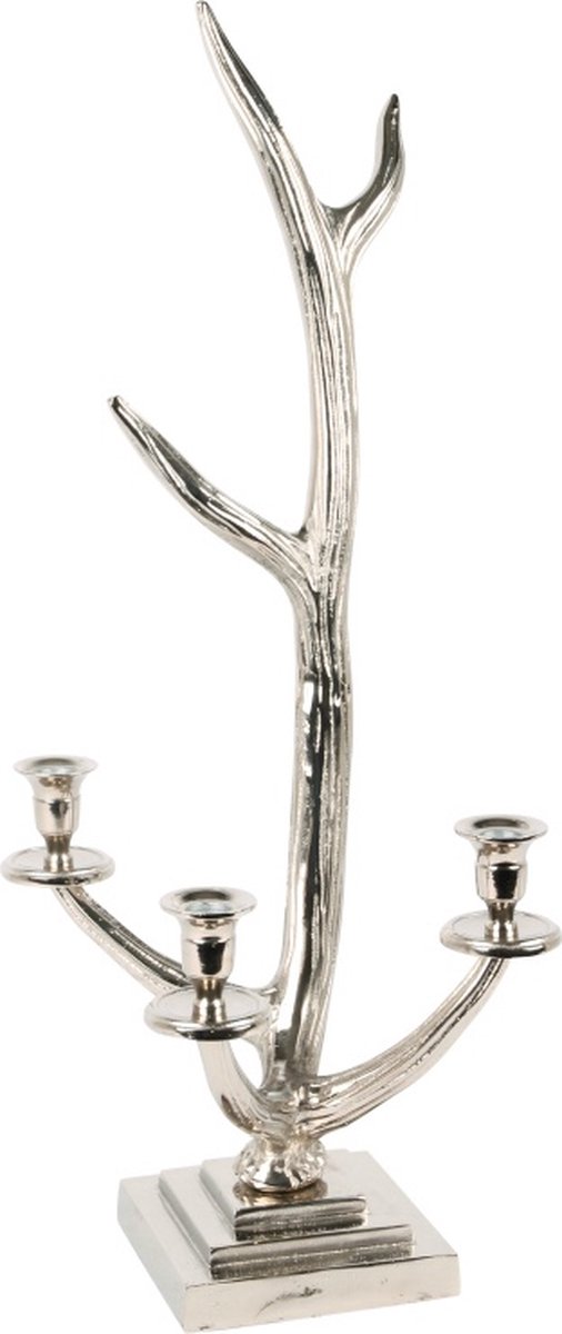Baroque Kandelaar - Kandelaar Gewei 68 cm - 68x33x23 - Aluminium Silver