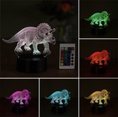 Klarigo® Nachtlamp – 3D LED Lamp Illusie – Triceratops - 16 Kleuren – Bureaulamp – Dinosaurus Lamp – Jurassic Park - Sfeerlamp – Nachtlampje Kinderen – Creative lamp - Afstandsbediening