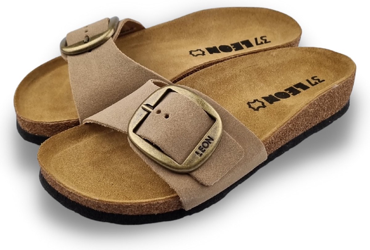 Sandalen brown classic - Leon sandals - heerlijk voetbed - leren riem verstelbaar - maat 42