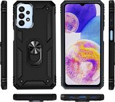 Hoesje Geschikt Voor Samsung Galaxy A23 5G Hoesje Armor Anti-shock Backcover Zwart - Galaxy A23 4G- A23 5G Backcover kickstand Ring houder cover TPU backcover oTronica