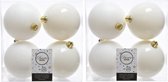 16x stuks kunststof kerstballen wol wit 10 cm - Mat/glans - Onbreekbare plastic kerstballen