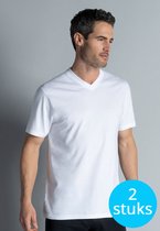 Gotzburg heren T-shirts regular fit V-hals (2-pack) - wit - Maat: L