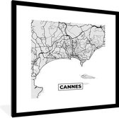 Fotolijst incl. Poster - Cannes - Plattegrond - Frankrijk - Kaart - Stadskaart - 40x40 cm - Posterlijst