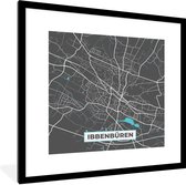 Fotolijst incl. Poster - Stadskaart – Plattegrond – Duitsland – Blauw – Ibbenbüren – Kaart - 40x40 cm - Posterlijst