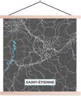 Porte-affiche avec affiche - Affiche scolaire - Saint-Étienne - France - Carte - Carte - Plan de la ville - 120x120 cm - Lattes vierges