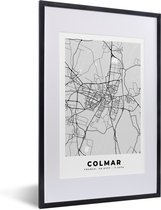 Fotolijst incl. Poster - Frankrijk - Plattegrond - Kaart - Colmar - Stadskaart - 40x60 cm - Posterlijst