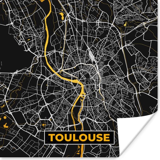 Poster Frankrijk - Plattegrond - Toulouse - Stadskaart - Kaart