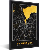 Fotolijst incl. Poster - Flensburg - Goud - Stadskaart - Plattegrond - Kaart - Duitsland - 60x90 cm - Posterlijst