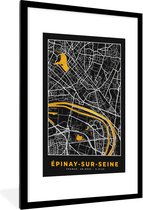 Fotolijst incl. Poster - Plattegrond – Kaart – Stadskaart – Frankrijk – Épinay-sur-Seine - 60x90 cm - Posterlijst