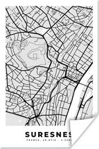 Poster Plattegrond – Kaart – Stadskaart – Frankrijk – Suresnes - 80x120 cm