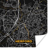 Poster Black and Gold – Stadskaart – Herford – Duitsland – Plattegrond – Kaart - 30x30 cm