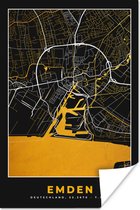 Poster Goud – Duitsland – Plattegrond – Gold – Stadskaart – Kaart – Emden - 20x30 cm