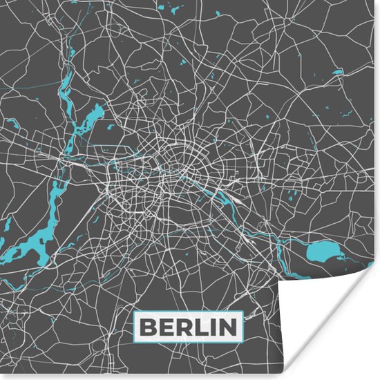 Poster Duitsland - Blauw - Berlijn - Stadskaart - Kaart - Plattegrond