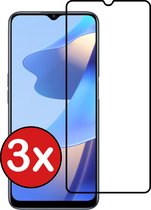 Screenprotector Geschikt voor OPPO A16 Screenprotector Glas Gehard Tempered Glass Full Cover - Screenprotector Geschikt voor OPPO A16 Screen Protector Screen Cover - 3 PACK