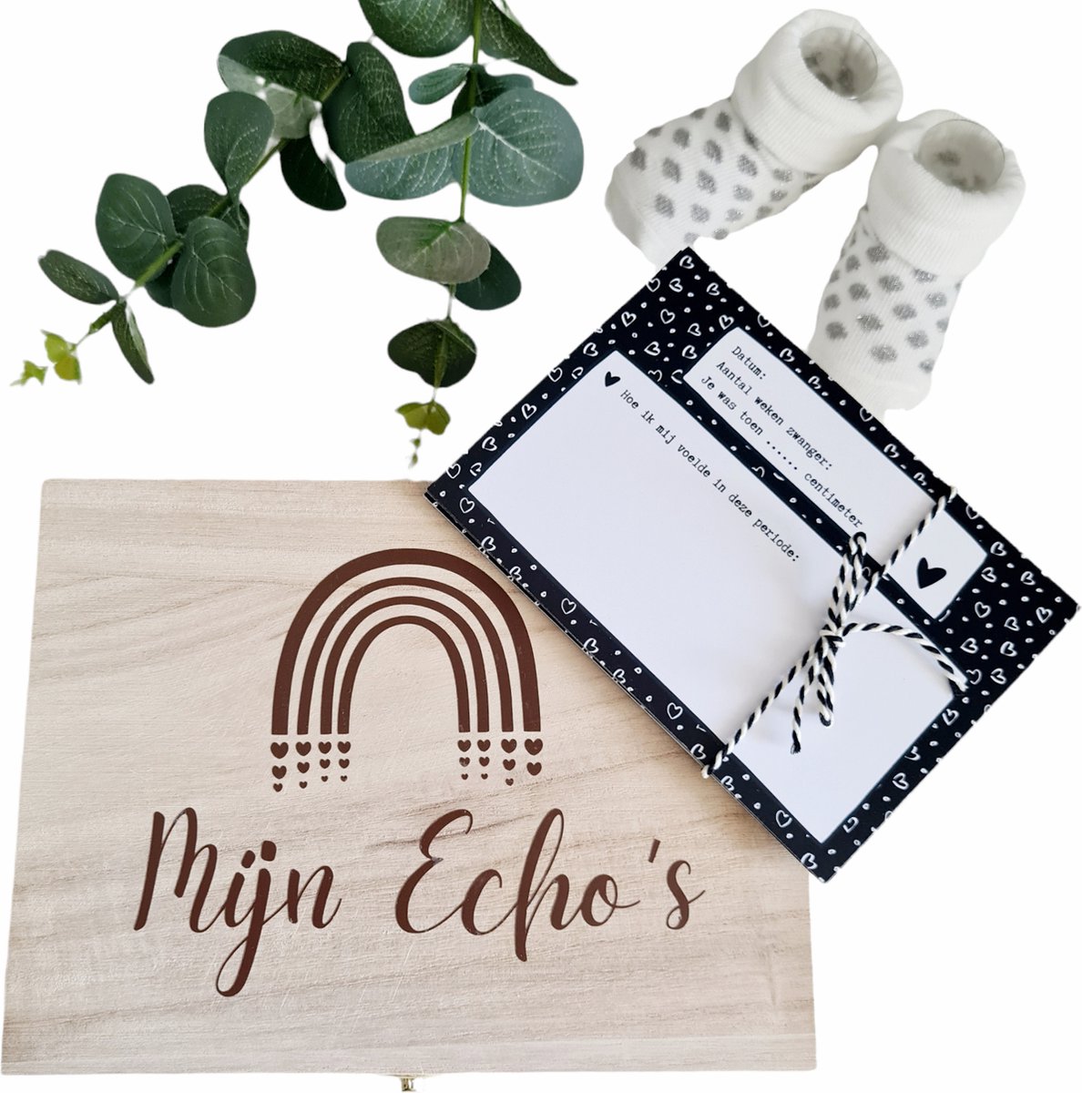 Goedkoopste Echo bewaarkistje incl. baby echo invul kaarten - MammaZenn - Baby Echo bewaardoos - Baby Echo cadeau kistje met kaarten - Baby echo boekje