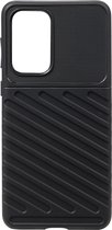Shop4 - Samsung Galaxy A73 5G Hoesje - Harde Back Case Rugged Texture Zwart