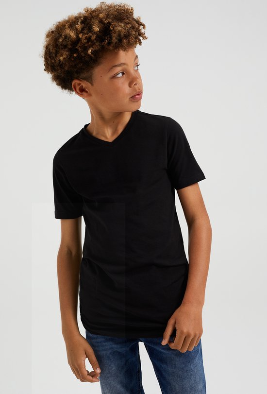 WE Fashion Jongens basic T-shirt met V-hals