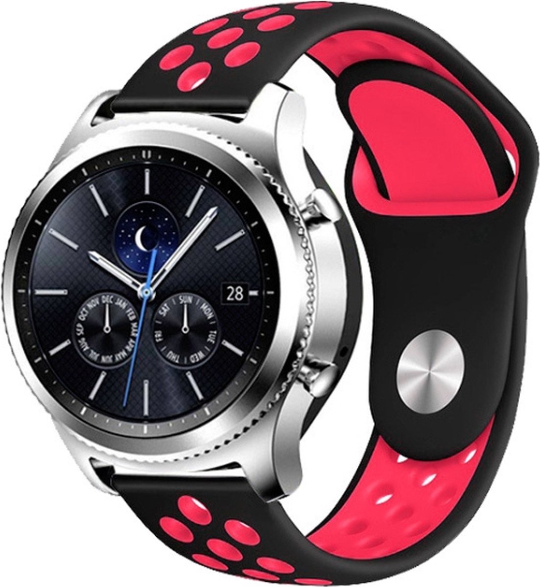Siliconen bandje - geschikt voor Samsung Gear S3 - zwart-rood