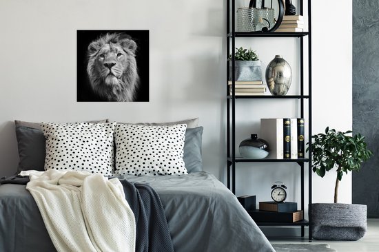 Affiche Lion - Animal - Zwart - Wit - 50x50 cm