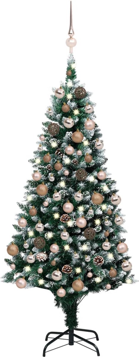 VidaLife Kunstkerstboom met LED's, kerstballen en dennenappels 180 cm