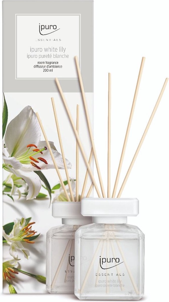 ipuro ESSENTIALS white lily diffuseur aromatique Flacon de parfum Verre,  Plastique Blanc