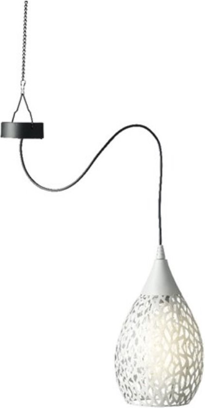 Lumineo Hanglamp solar - wit - ijzer - 21 cm - tuinverlichting